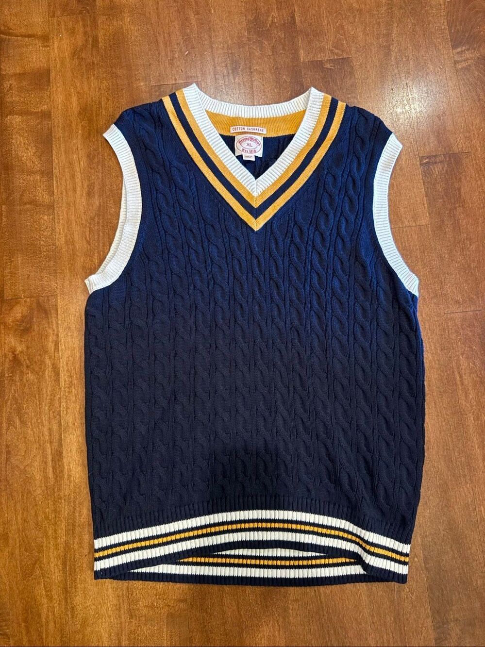 Brooks Brothers Men’s XL Cotton Cashmere Cable Knit Cricket Sweater Vest